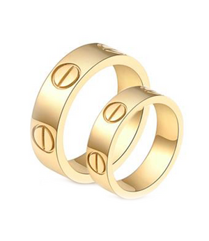 Yellow Gold Plated Screw Inspired Titanium Wedding Bands