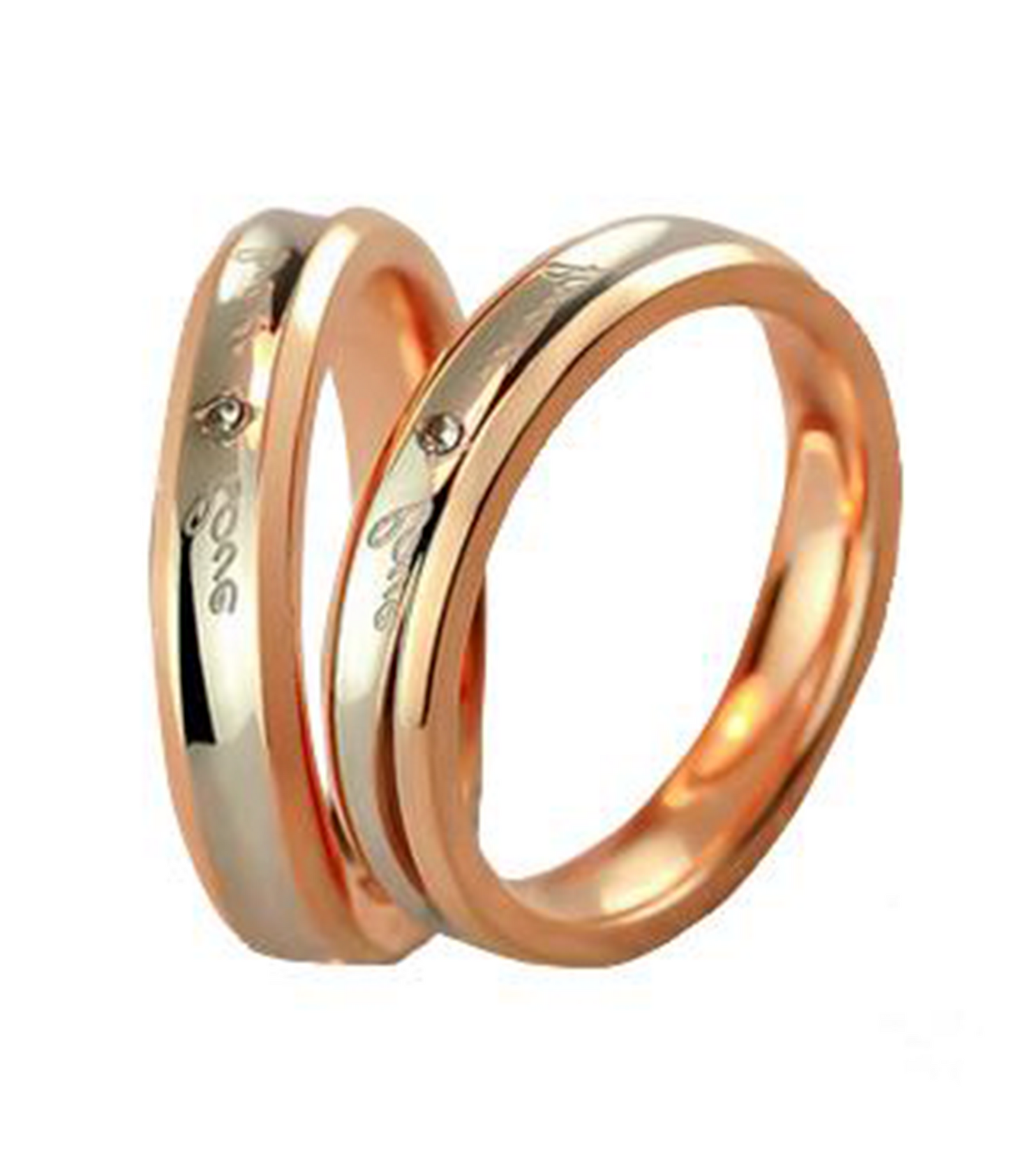 Forever Love Swarovski Rose Gold Plated Titanium Couple Ring (Men