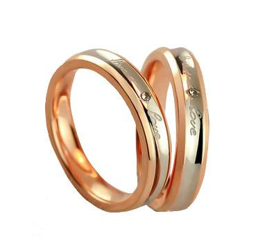 Forever Love Swarovski Rose Gold Plated Titanium Couple Ring (Unisex)