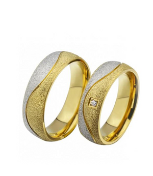 Swirl Frosted Yellow Gold Plated Titanium Wedding Ring