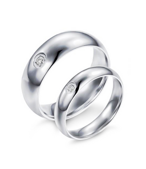 Comfort Fit One Stone Titanium Couple Ring (Men)