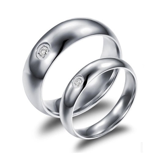 Comfort Fit One Stone Titanium Couple Ring