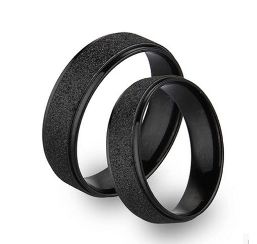 Frosted Black Titanium Couple Ring