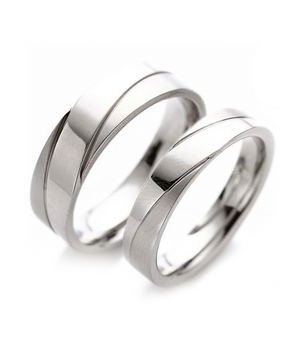 Polished Inlay Titanium Couple Ring (Men)