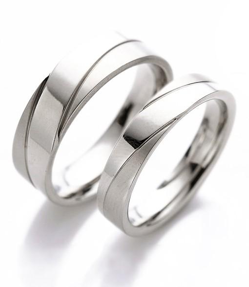 Polished Inlay Titanium Couple Ring (Men)