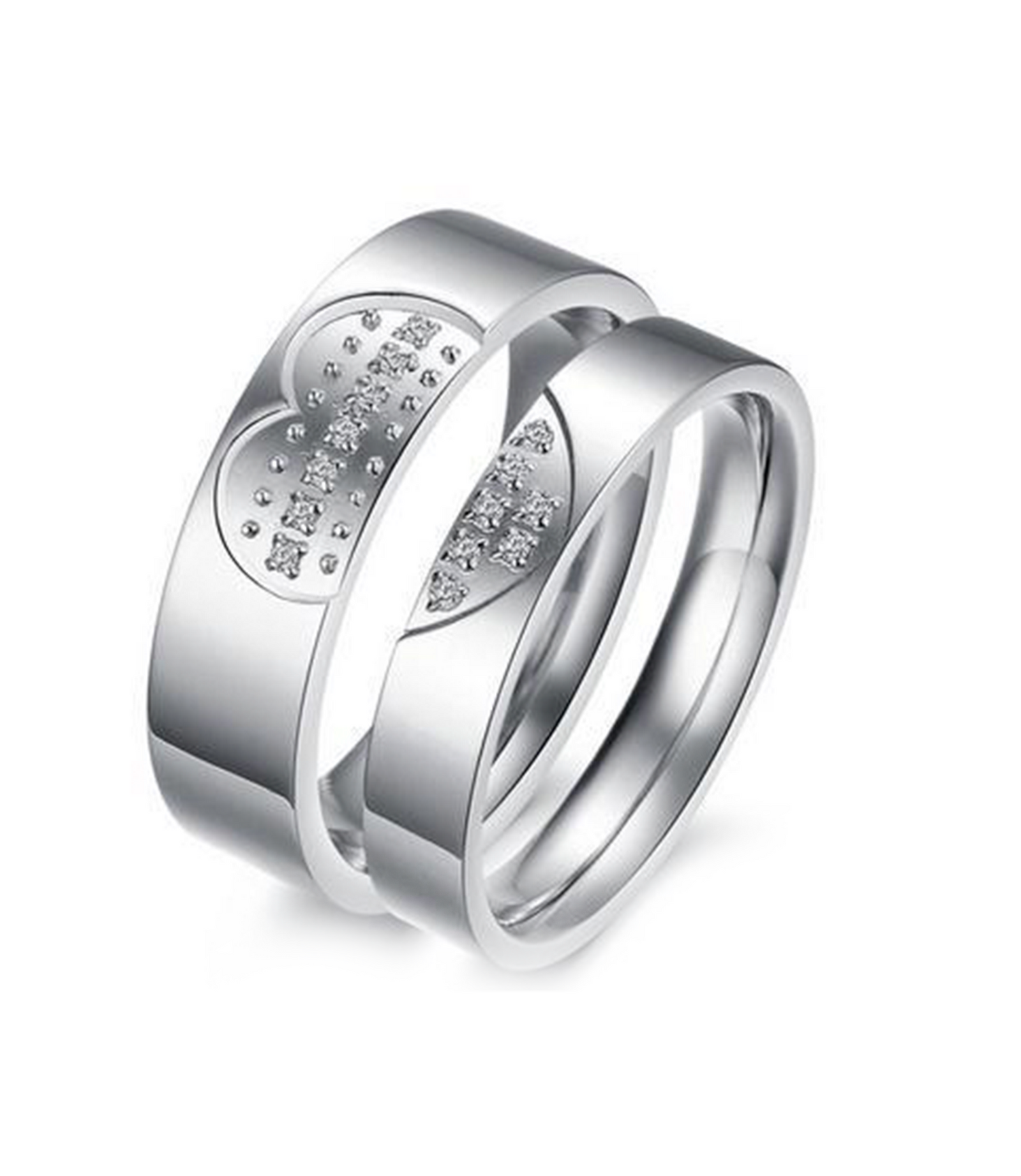 Heart Stone Swarovski Titanium Wedding Ring (Men)