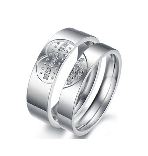 Heart Stone Swarovski Titanium Wedding Ring