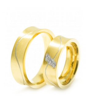 Serendipity Gold Plated Titanium Wedding Ring with Swarovski Crystals (Men)