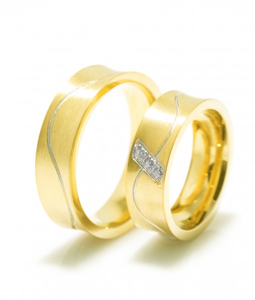 Serendipity Gold Plated Titanium Wedding Ring with Swarovski Crystals