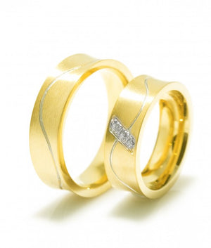 Serendipity Gold Plated Titanium Wedding Ring with Swarovski Crystals