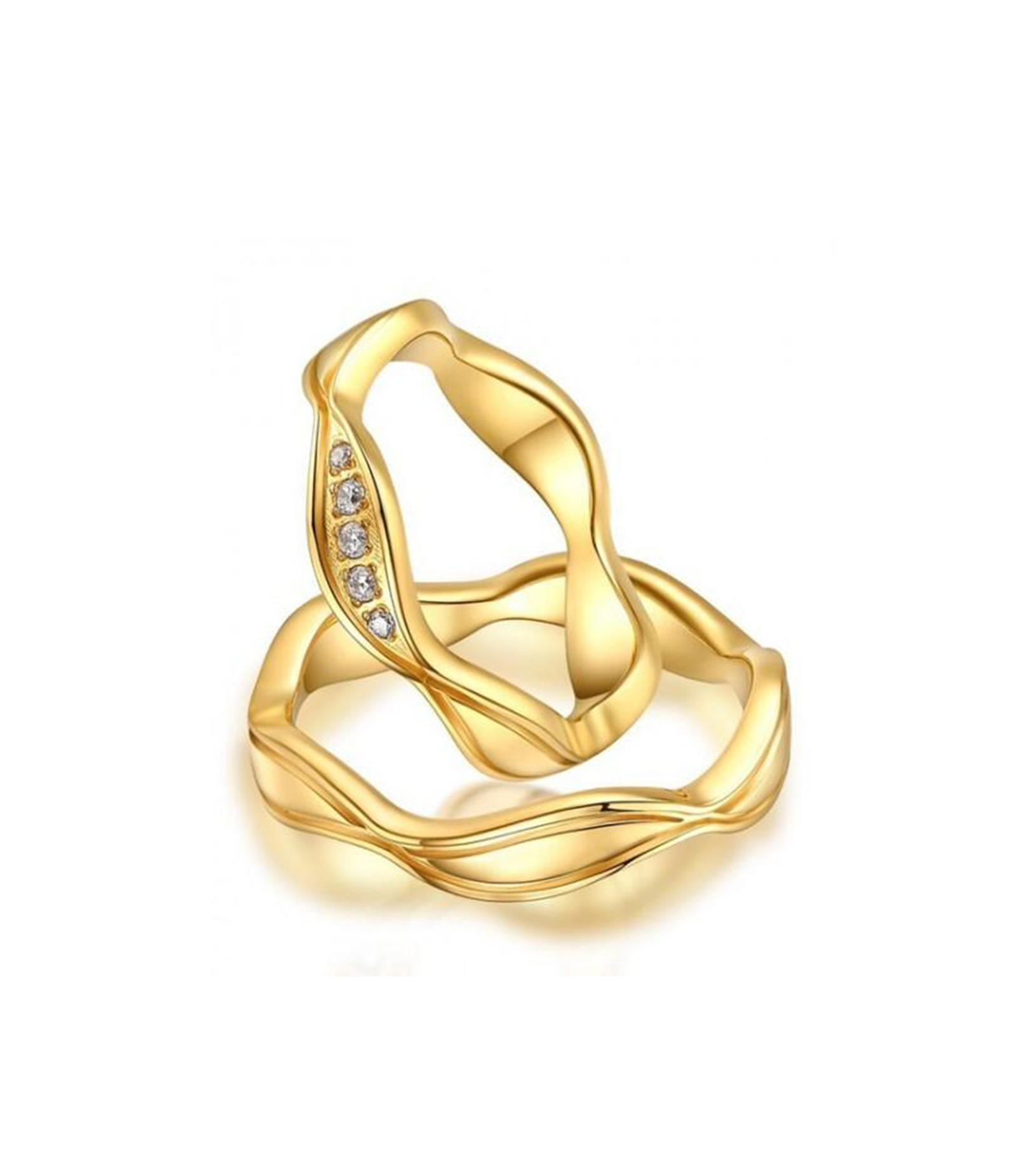 Alexis Gold Plated Titanium Wedding Ring with Swarovski Crystals