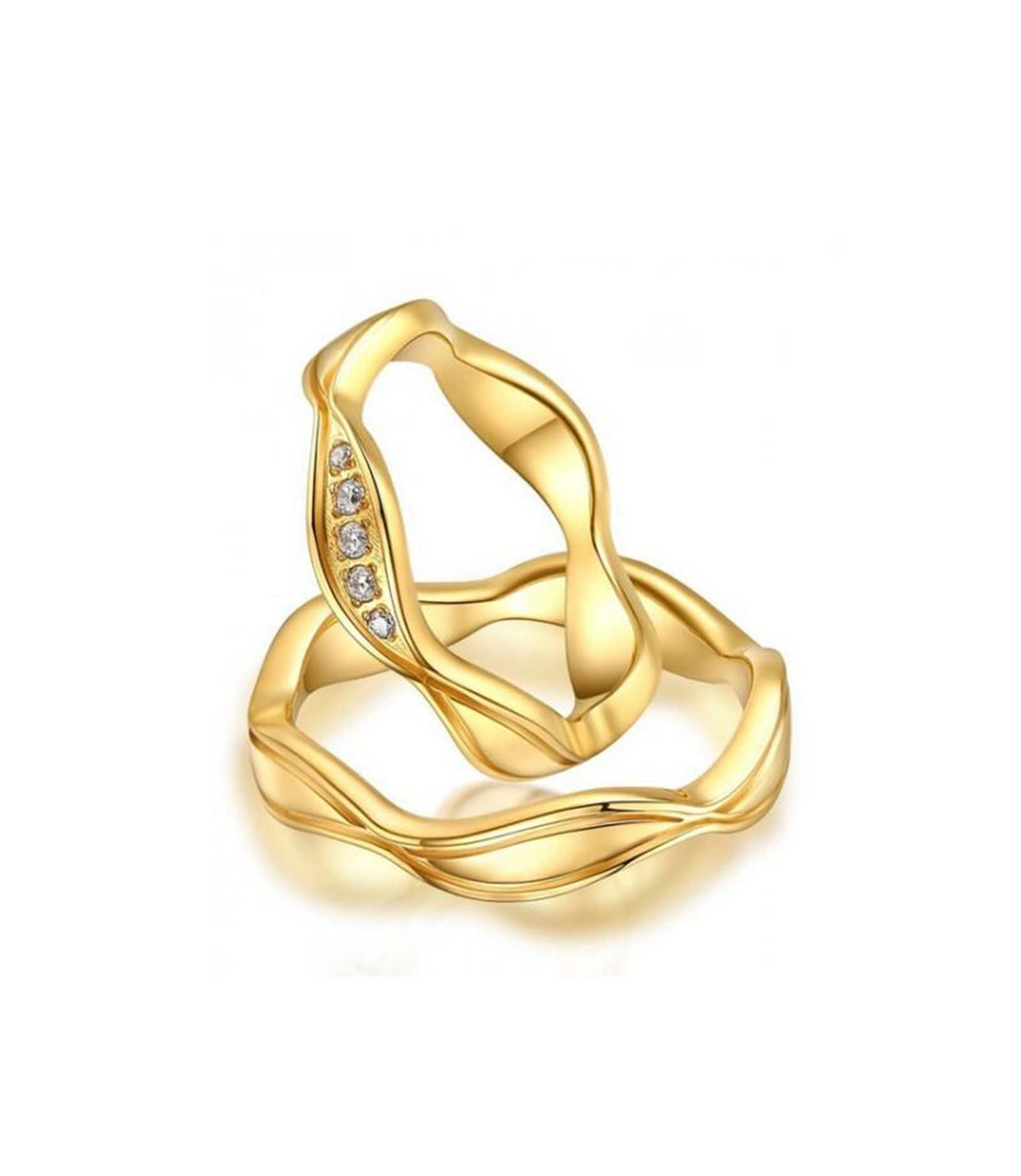 Alexis Gold Plated Titanium Wedding Ring with Swarovski Crystals (Unisex)