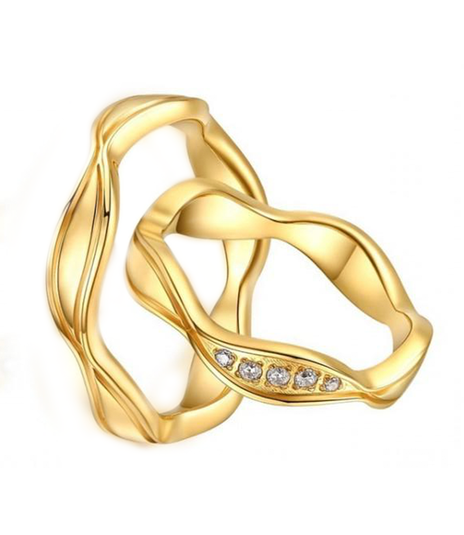 Alexis Gold Plated Titanium Wedding Ring with Swarovski Crystals