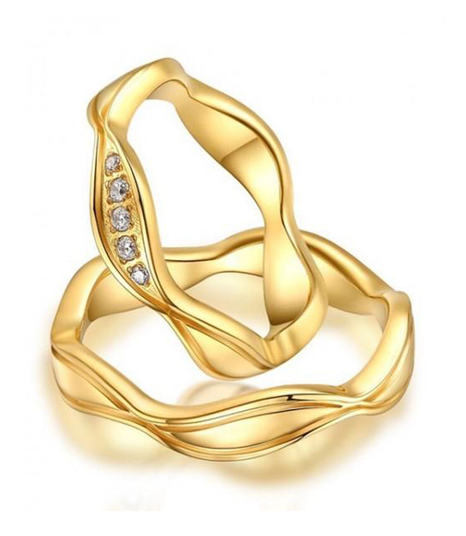 Alexis Gold Plated Titanium Wedding Ring with Swarovski Crystals