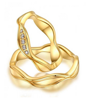 Alexis Gold Plated Titanium Wedding Ring with Swarovski Crystals