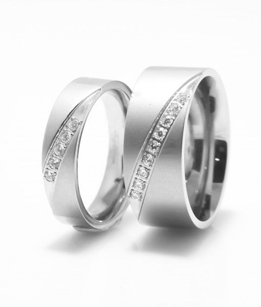 Chantelle Titanium Wedding Ring with Swarovski Crystals