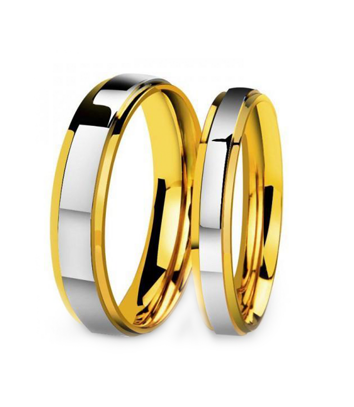 Plain Two Tone Gold Plated Titanium Wedding Bands