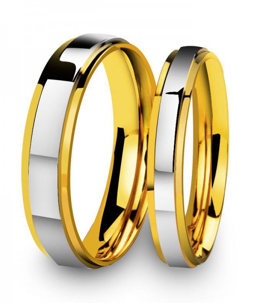 Plain Two Tone Gold Plated Titanium Wedding Bands