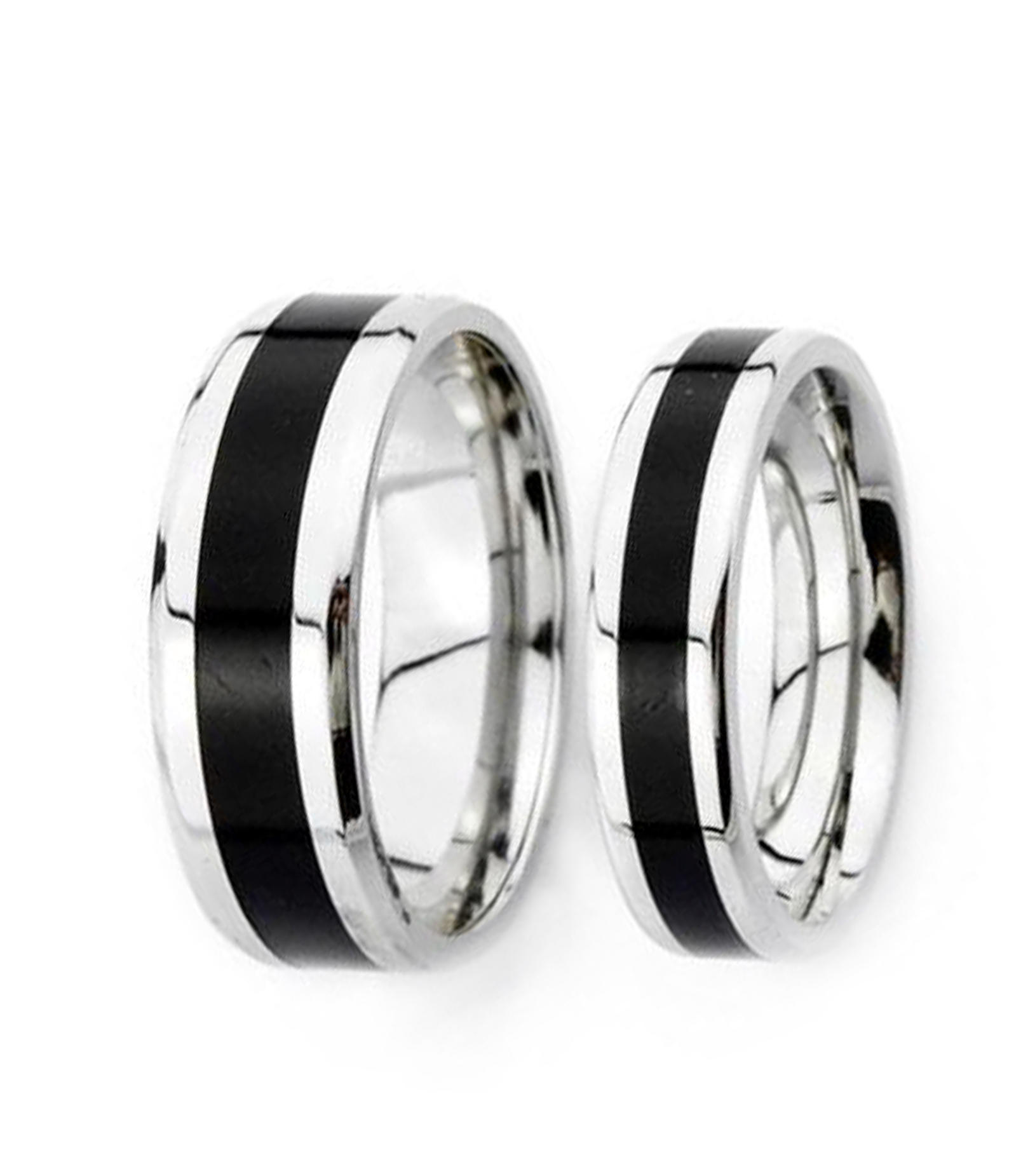 Black Inlay Titanium Couple Ring
