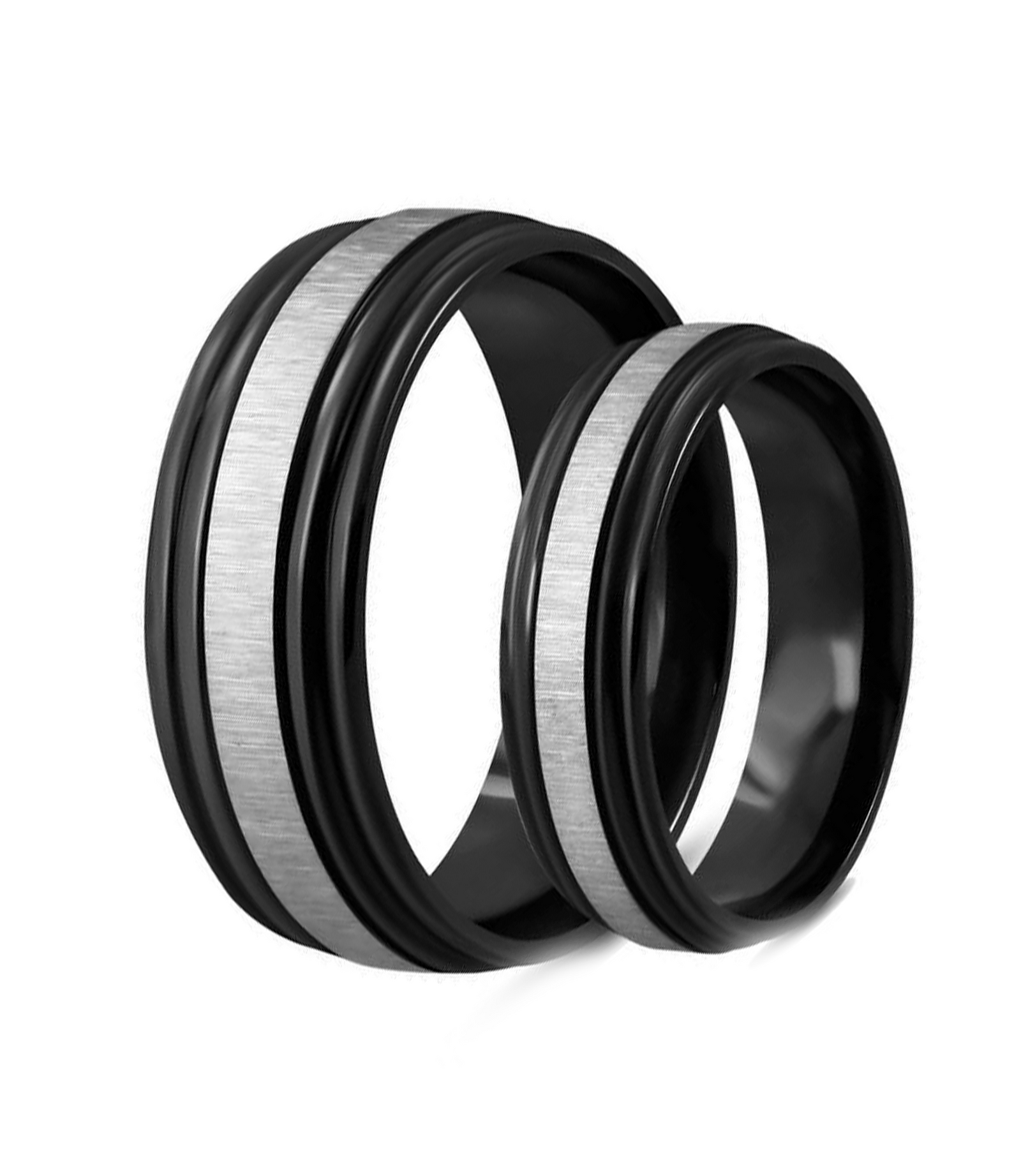 Black Satin Finished Titanium Couple Ring