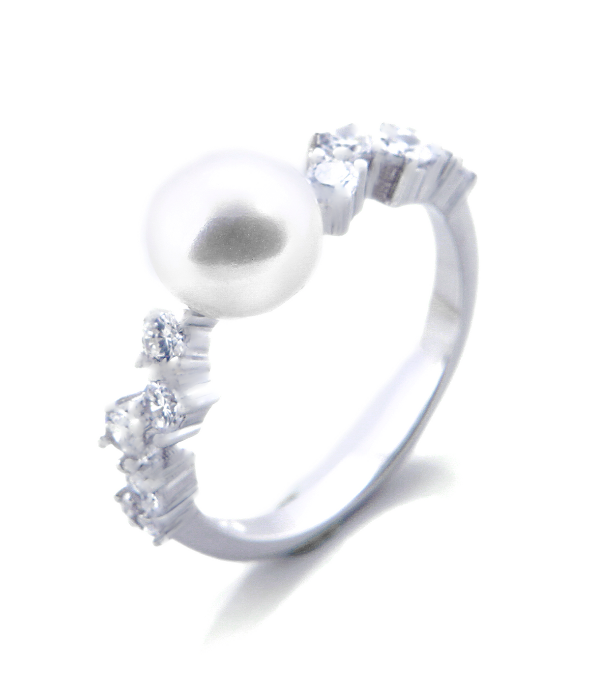 Harriet Pearl Engagement Ring with Swarovski