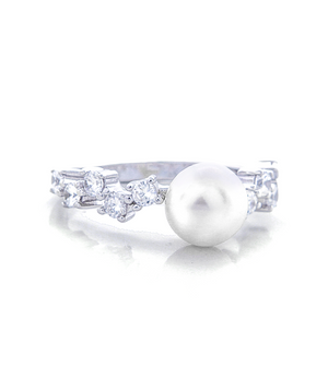 Harriet Pearl Engagement Ring with Swarovski