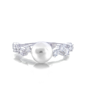 Harriet Pearl Engagement Ring with Swarovski