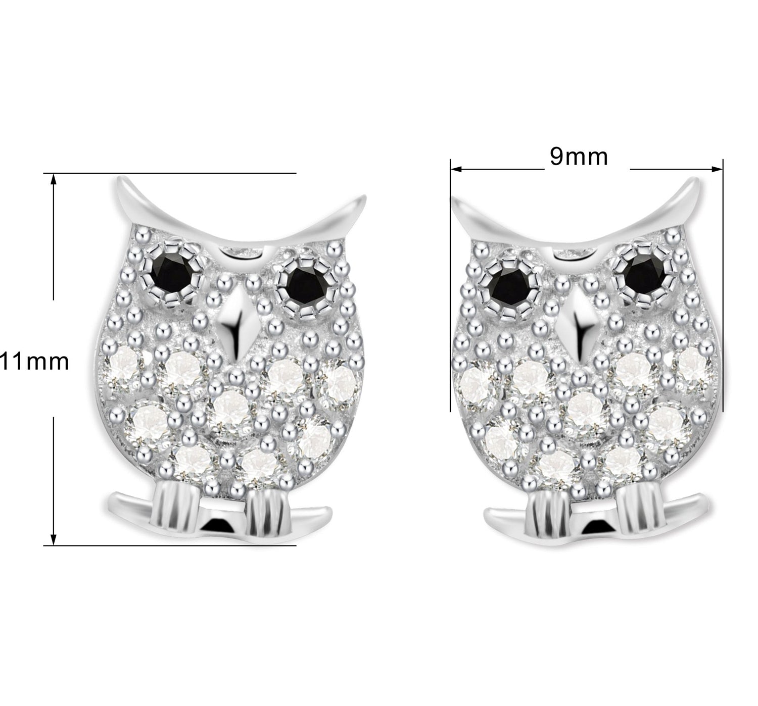 Ava Sterling Silver Silver Owl Earrings With Swarovski