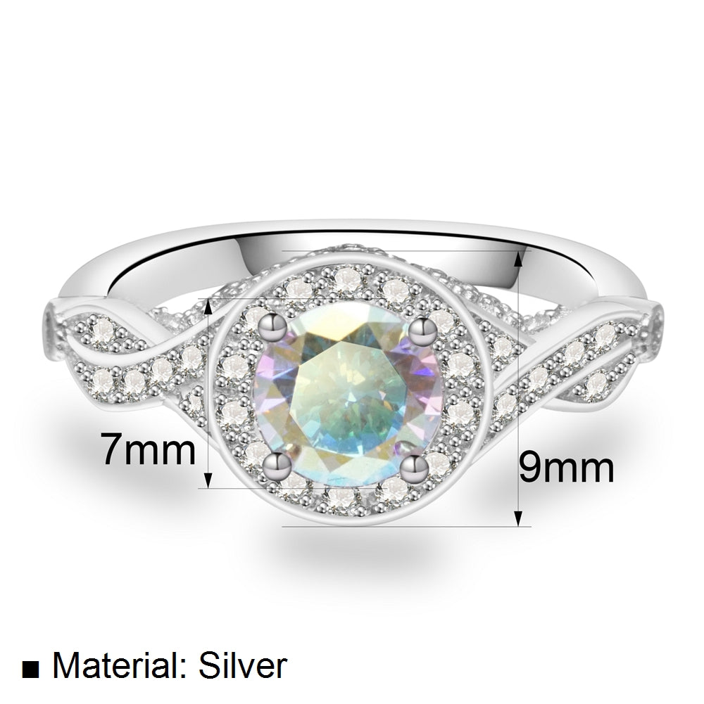 Elizabeth Sterling Silver Ring With Aurora Boreale