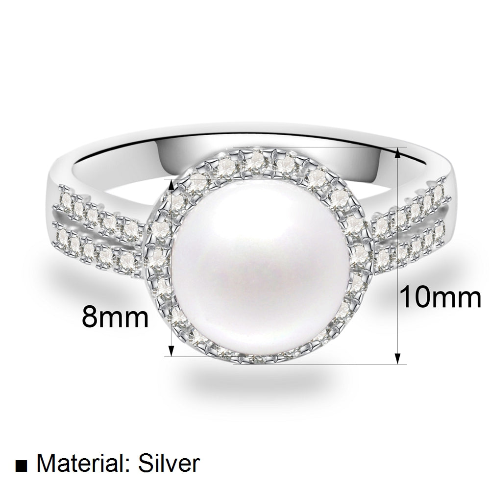 Rose Sterling Silver Ring With Pearl