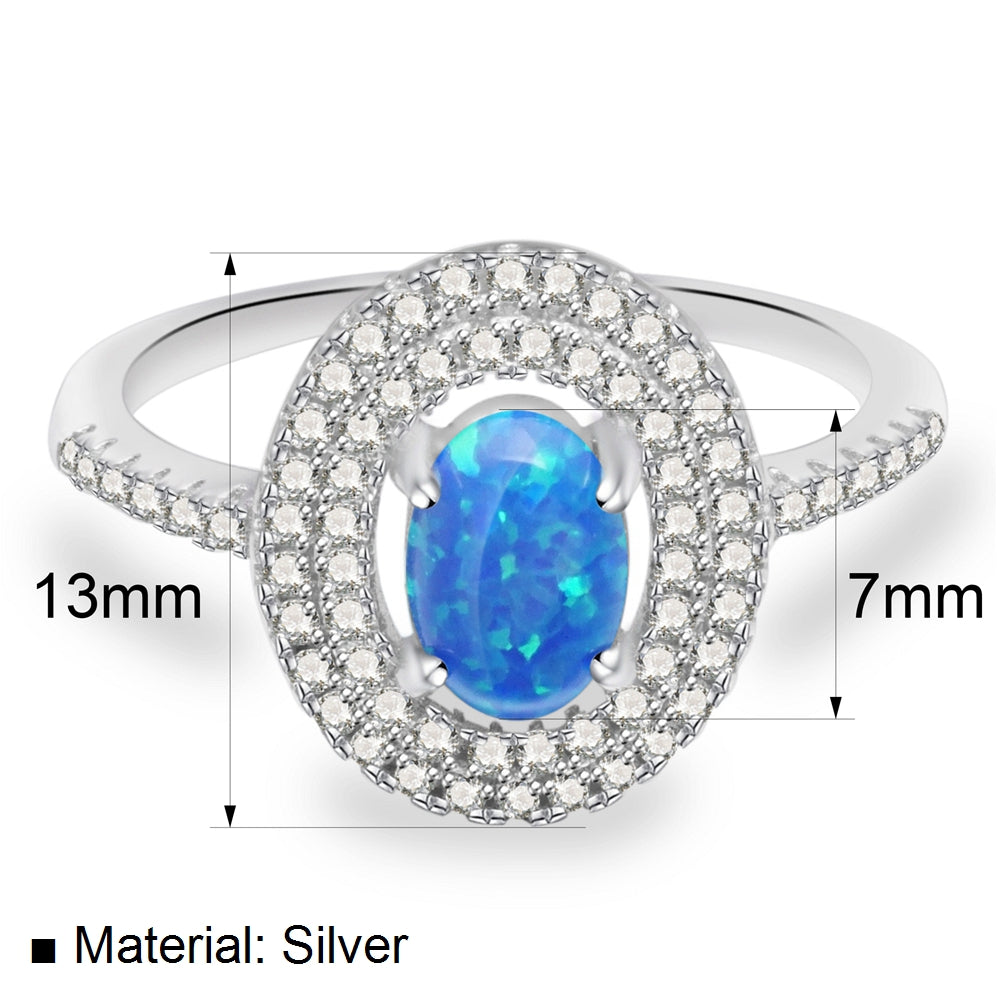 Anastasia Sterling Silver Ring With Blue Opal