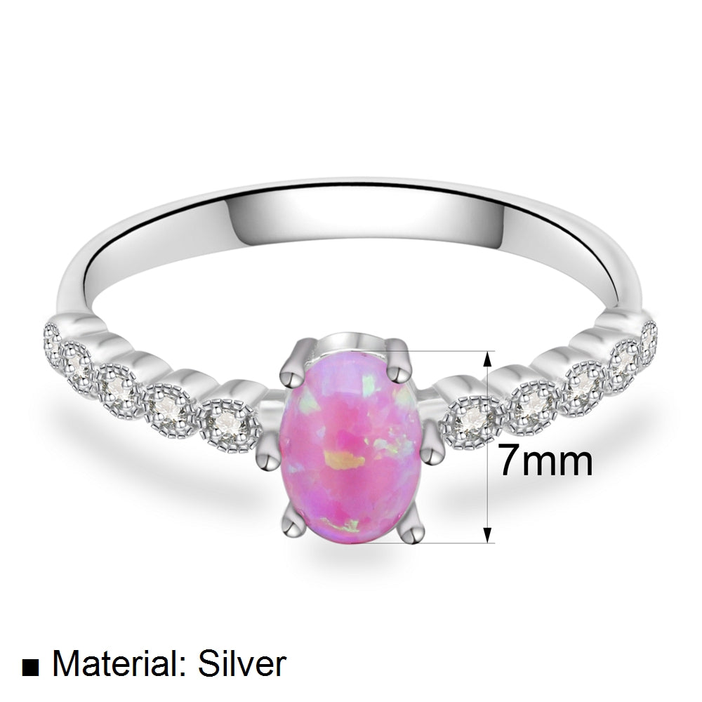Scarlett Sterling Silver Ring With Pink Opal